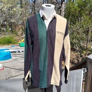 Vintage striped long sleeve Dehen Rugby Style shirt, embroidered Oktoberfest, L